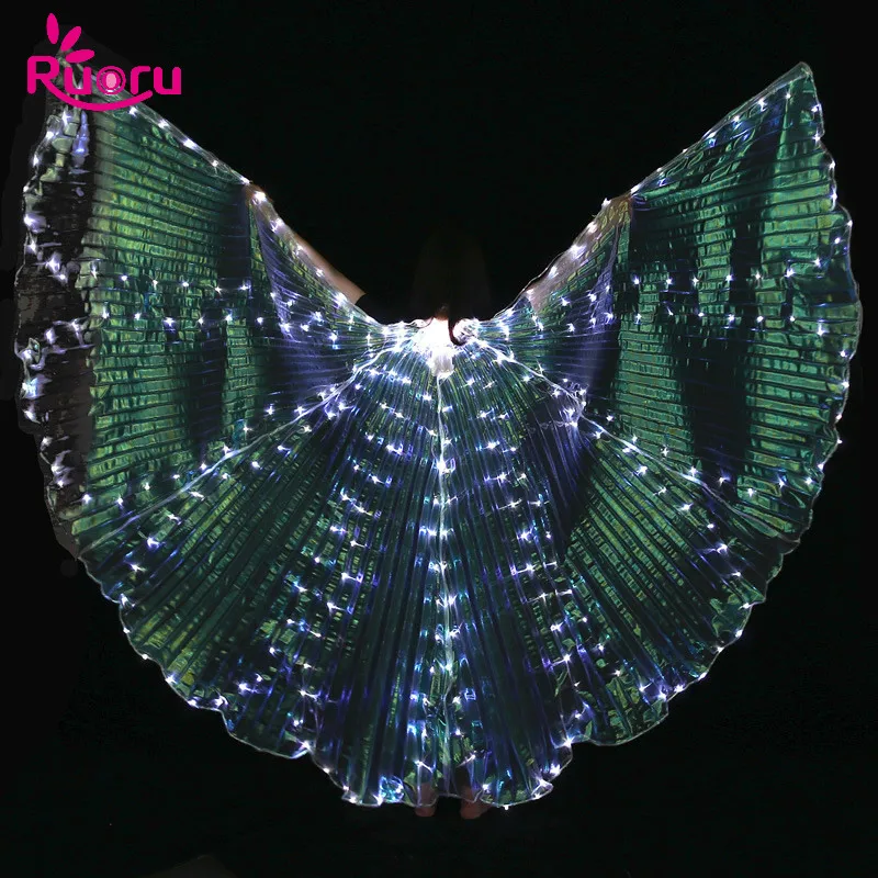

Ruoru Belly Dance Led Isis Wings with Adjustable Sticks Accessories Stage Performance Props Shining White Led Wings 360 Degrees