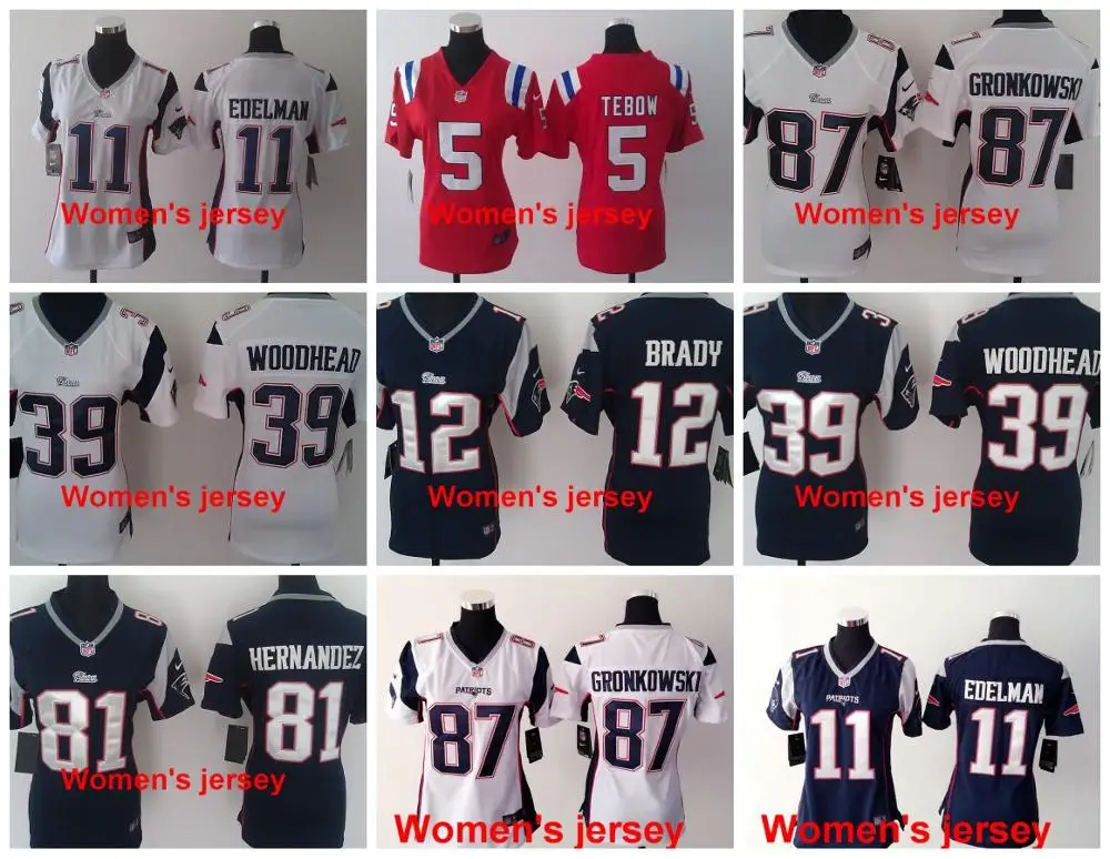 A+++ для женщин, для девушек, сшитые, Новая Англия, s 12, Tom Brady 87, Rob Gronkowski, Вышивка логотипов, Размеры s-XXL, Джерси