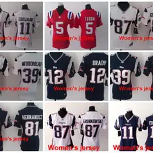 A+++ для женщин, для девушек, сшитые, Новая Англия, s 12, Tom Brady 87, Rob Gronkowski, Вышивка логотипов, Размеры s-XXL, Джерси