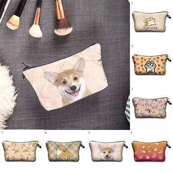 

Fashion Women Cosmetic Bag Cute Corgi Printing Cosmetic Pouch Travel Makeup Bag
