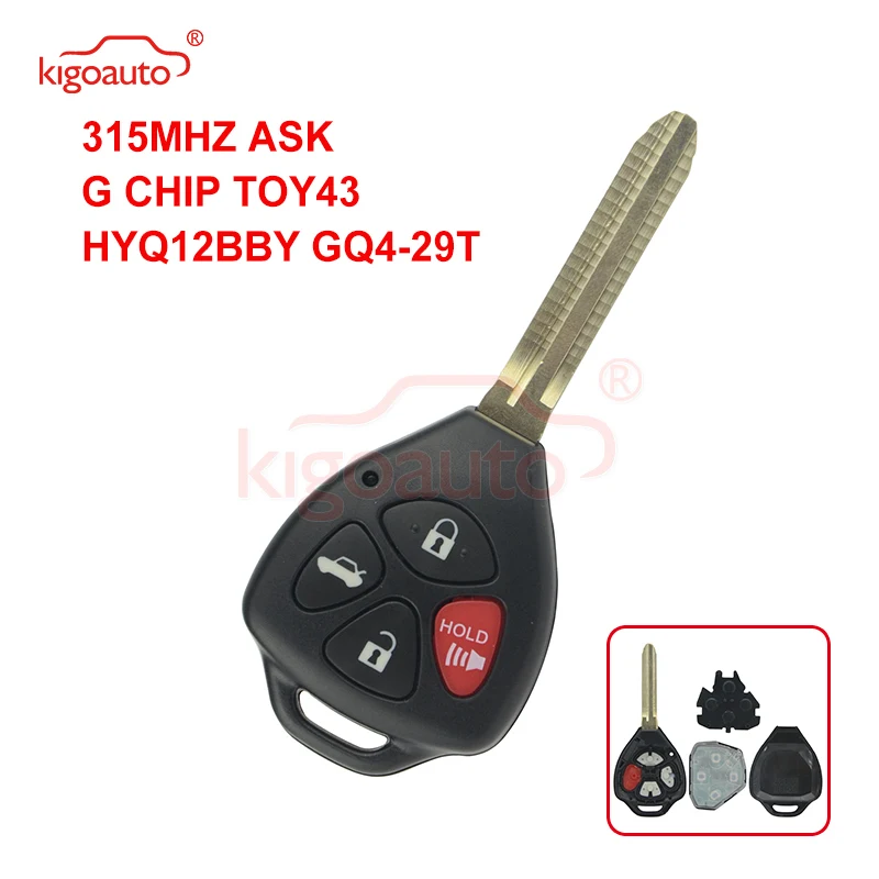 Kigoauto FCC GQ4-29T дистанционный ключ 4 кнопки с чипом G toy43 315Mhz ASK for 2008 2009 2010 Toyota Corolla Camry |