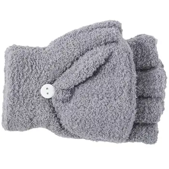 

Girls Cute Fluffy Hand Wrist Warmer Soft Winter Fingerless Gloves Women Mitten dark gray