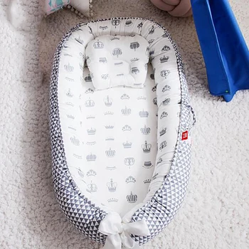 

Infant Cot Crib baby basket travel Portable Crib Baby Bed Newborn cotton Cradle Bumpers Pillow Safety Protection