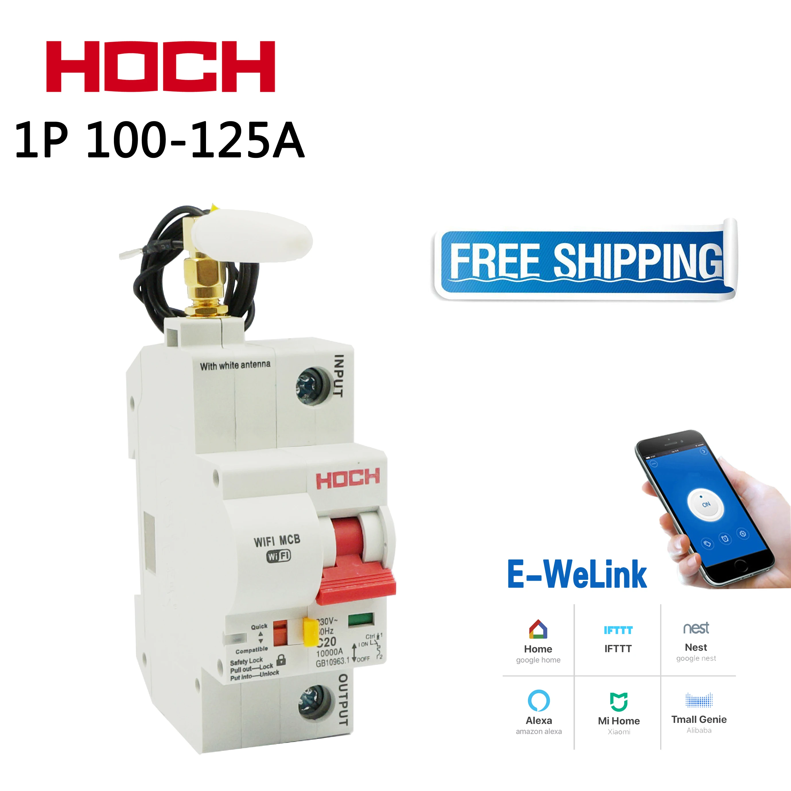 HOCH ZJSB9-80Z умный WIFI автоматический выключатель 1P Ewelink пульт дистанционного