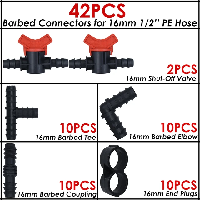 Kesla 40Db Csepegtető Öntözés 1/2 "Barb Póló Csatlakozó Adapter Id = 12Mm Od 16 Mm Pe Öntőcsövek Tömlő Javítás - Image 6