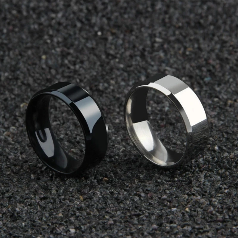 Anelli in acciaio inossidabile con gioielli eleganti e alla moda per regalo di compleanno per feste da donna e uomo - immagine 5