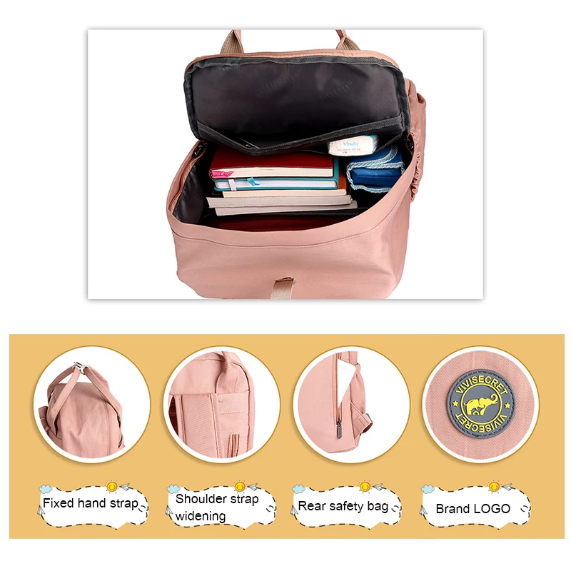 New Multifunction Women Backpack Waterproof Polyester Bag Solid Color Laptop Backpacks Schoolbag For Teenager Girls Boys Travel
