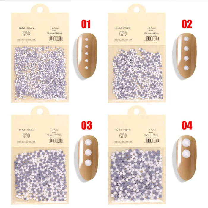 Nail Decoration Solid White Glass Stickers AB Color Nail Jewelry Decorations Flat Bottom Plastic Rhinestones MPwell