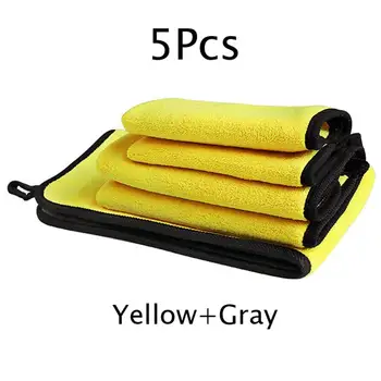 

High Quality 5Pcs 600gsm Car Wash Microfiber Towels Super Thick Plush Cloth For Washing Cleaning Drying Absorb Wax Polishing