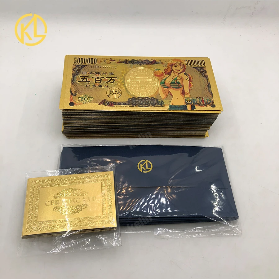 100 Pcs Lot Japan Yen Gold Banknote One Piece Luffy Sexy Beauty Nami Gold Banknote Collection Gifts Gold Banknotes Aliexpress