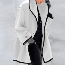 

2021 Solid Color Simple Autumn And Winter Fashion Korean Version Of Long Sleeve Loose Woolen Coat High Quality Windproof Coat.