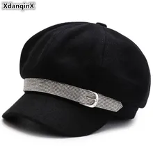 XdanqinX/осенне-зимняя женская шапка для взрослых; Элегантная Модная кепка газетчика; Новинка года; Британский винтажный тренд; шапка с язычком; теплые спортивные шапки