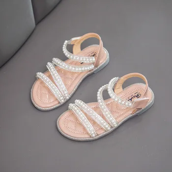 

New 2020 Princess Summer Kids Beaded Sandals For Girl Beach Shoe Fashion Children Beach Shoe Little Girls 3 4 5 6 7 8 9 10 11 12