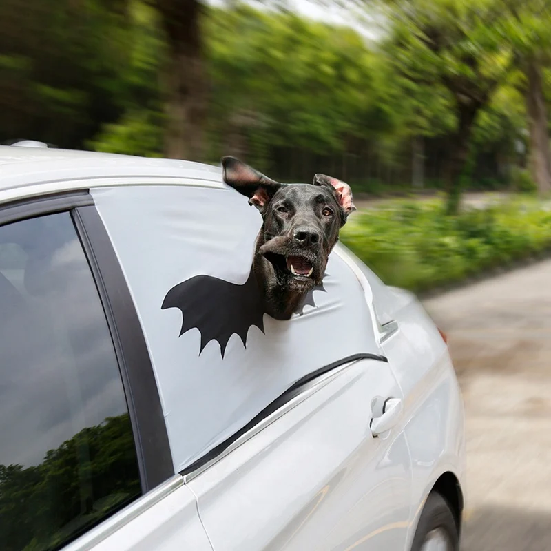 Halloween Sunscreen Foldable Car Rear Window Shade Visor Cover Curtain With A Hole For Pet Dog