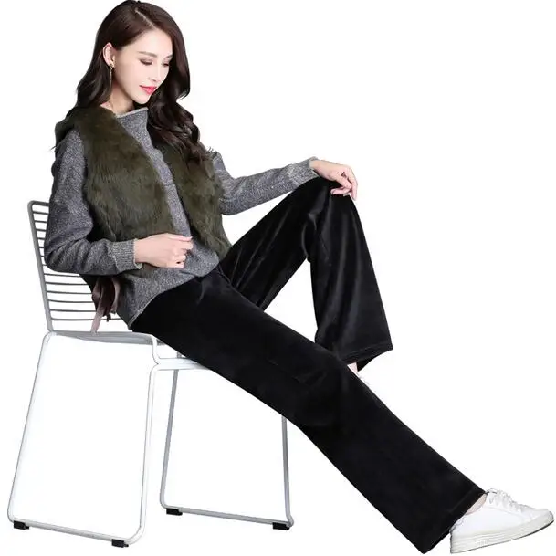 2019 зимние теплые толстые женские длинные бархатные брюки английские свободные