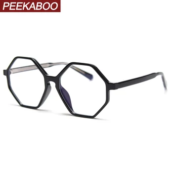 

Peekaboo tr90 octagonal glasses for women big frame clear lens retro optical glasses frame men polygon transparent black