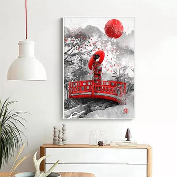 

Japan Bushido Horse and Rider Cherry tree Kois samura Poster Canvas Painting Prints Wall Art Home Decor No Frame