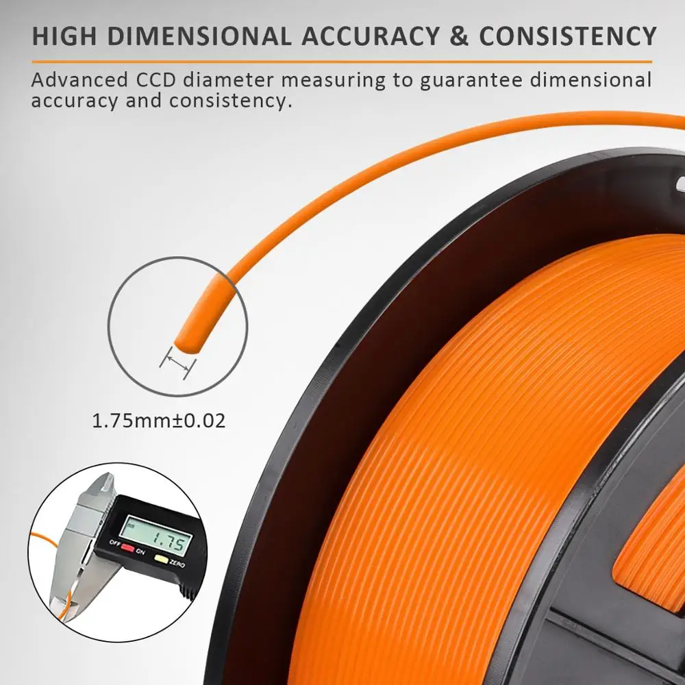 PETG PLA Filament 1kg 1.75mm Diameter Tolerance +/-0.02mm 320m/Roll 100%No Bubble High Strength FDM 3D Printer Printing Material