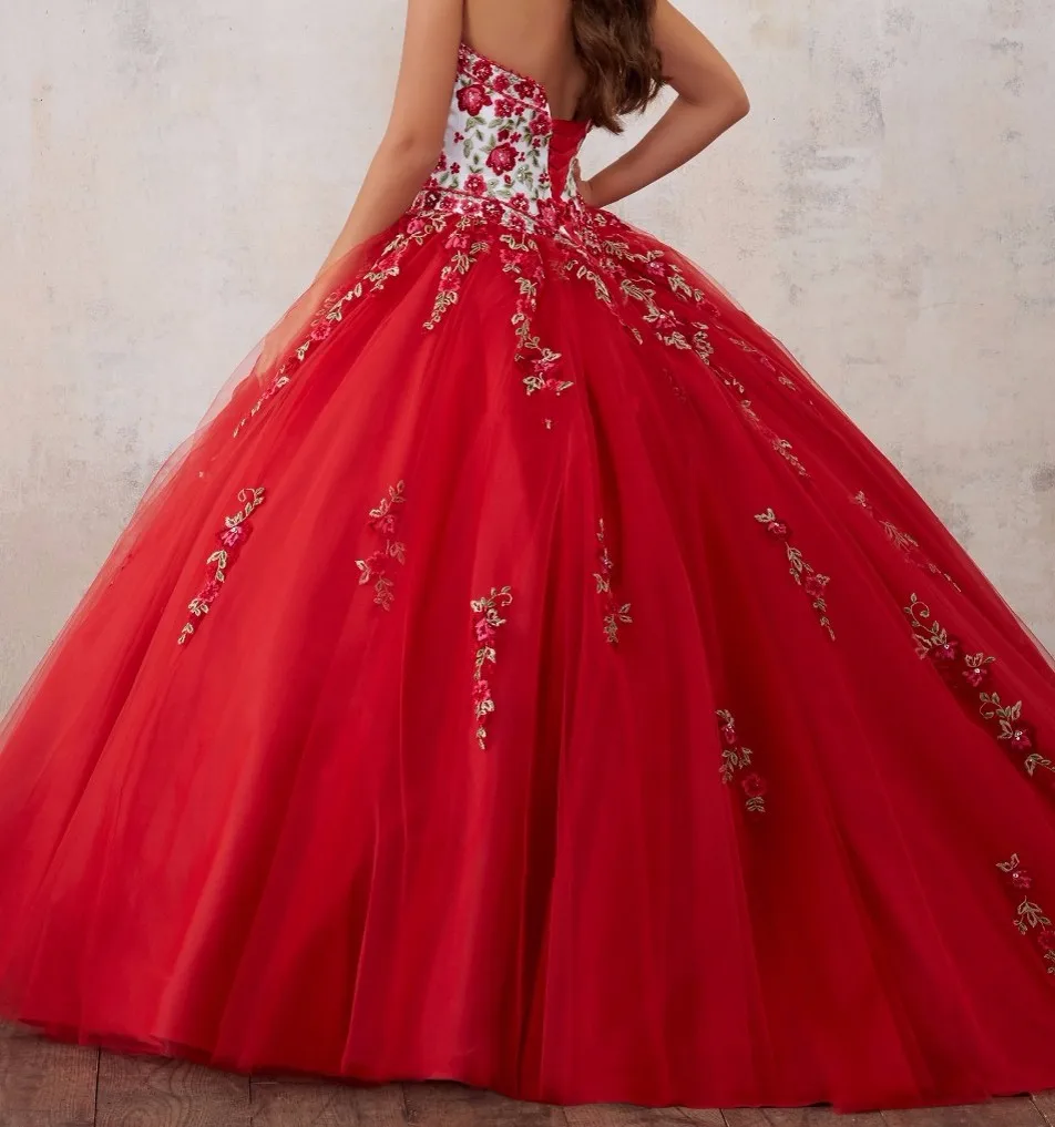 Один элемент Vestidos De 16 Anos Тюль сладкий Emboridery бальное платье