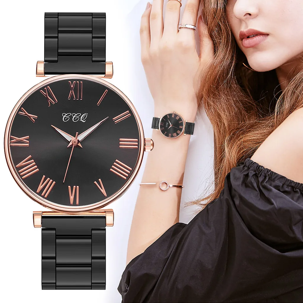 

Business Women Watch Diamond Dial Roman Numerals Ladies Watches Stainless Steel Strap Quartz WristWatch Clock Reloj Mujer #W