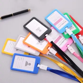 

Portable Double Sided Transparent Employee ID Card Holder Name Tags with Lanyard for Company school
