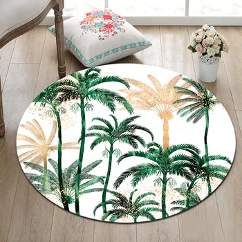 

Tropical Plant Coconut Tree Printed Round Rugs Floor Carpets for Living Room Bedroom Non-slip Mat Area Carpet Bathroom Rug