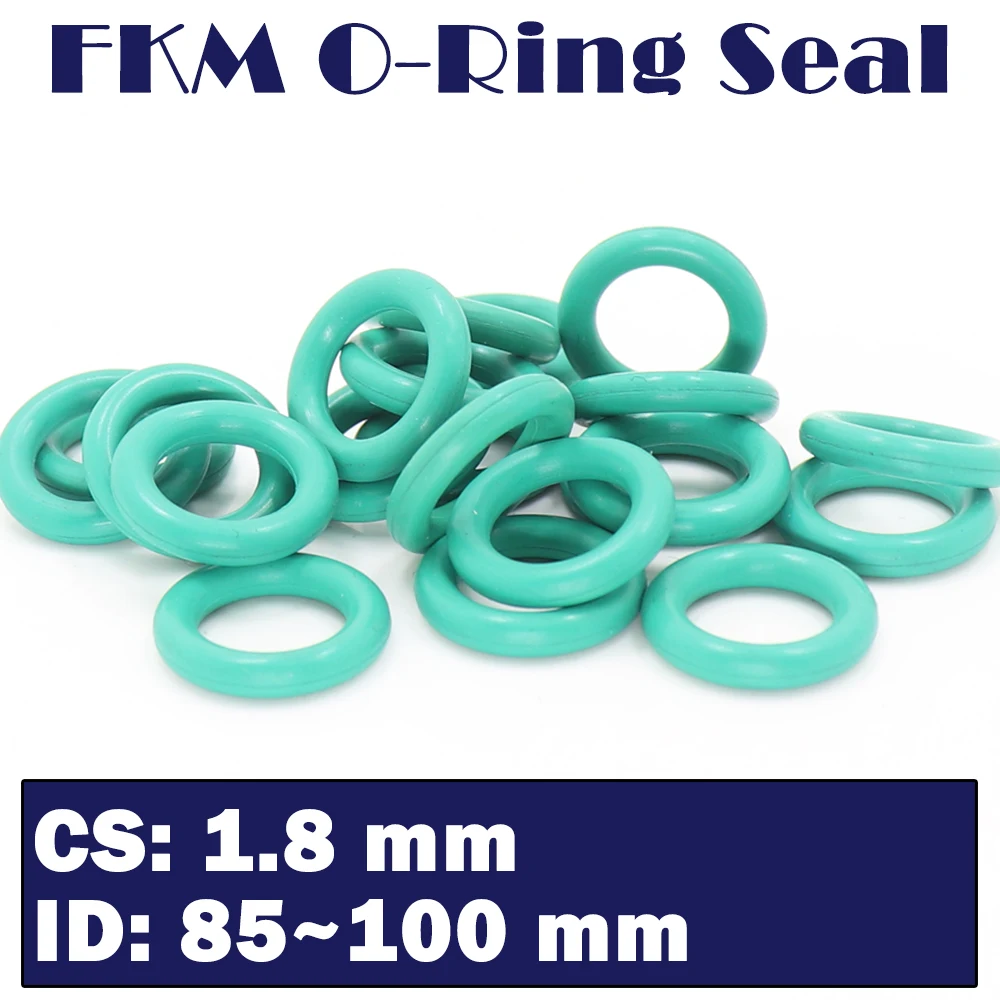 

CS1.8mm FKM Rubber Ring ID 85/87.5/90/92.5/95/98/100*1.8 mm 20PCS O-Ring Fluorine Gasket Oil seal Green ORing