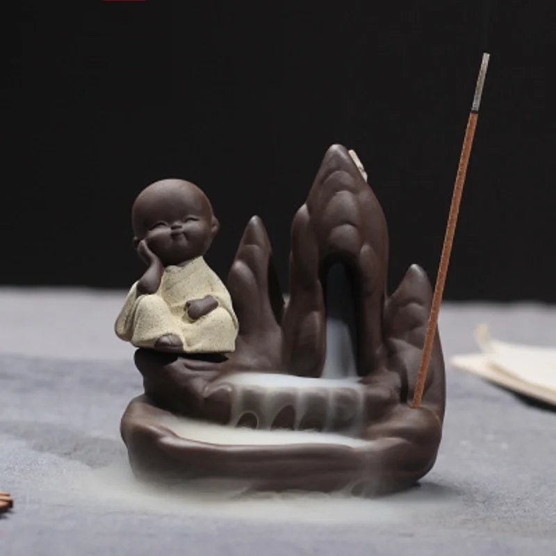 Маленький монах дым водопад курильница конус Creatives домашний декор Маленький Будда ладан держатель курильница для дома и офиса Чайный домик