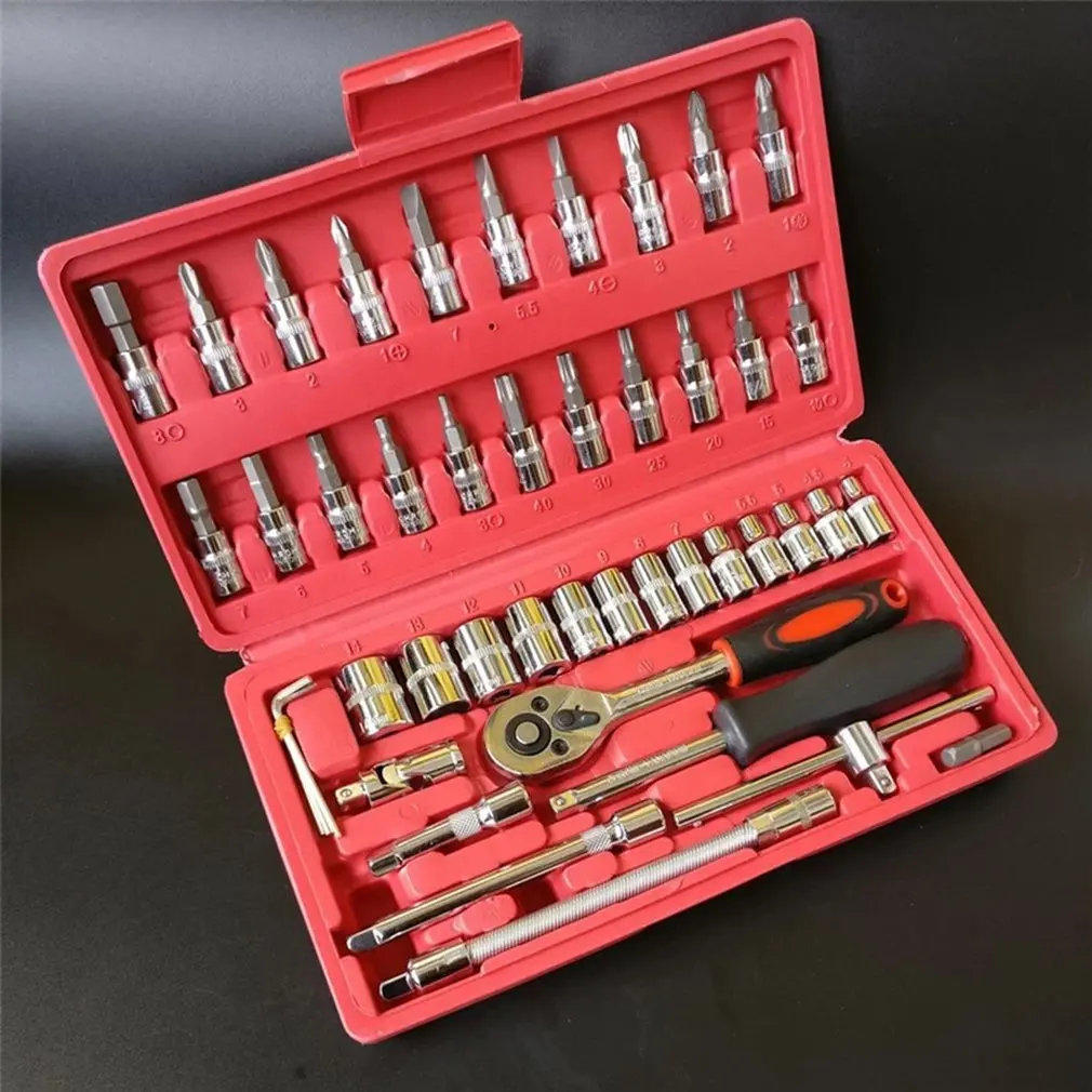 

Brand New 46 Piece Socket Wrench Set Car Repair Ratchet Wrench 46 Pieces kit Auto Repair Tools Set Wholesale