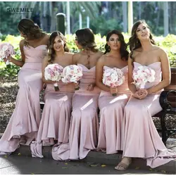 Элегантный Розовый Русалка свадебное платье подружки невесты Длинные сексуальное, с лифом сердечком, с открытой спиной для Свадебная