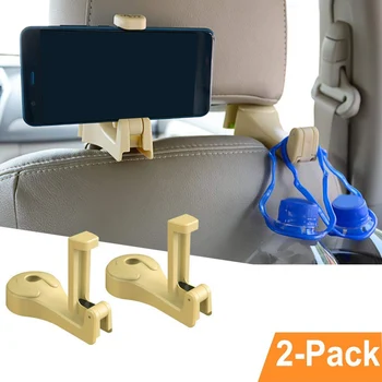 

1 Pair Car Holder Hanger Chair Back Hooks Universal Phone Bracket Clips Organizer Headrest Phone Mount Storage Hooks