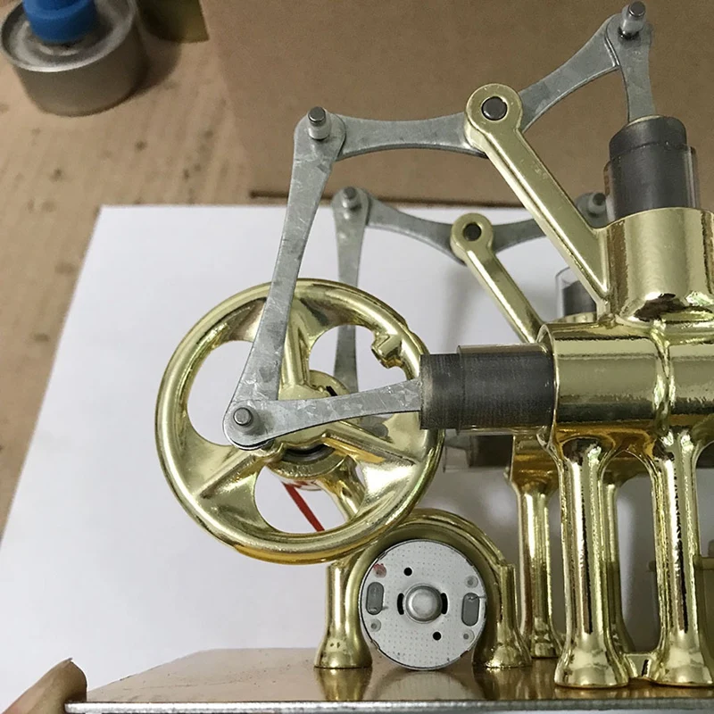Металлический двухцилиндровый Двигатель Стирлинга, лампа внешнего сгорания, тепловая мощность двигателя, модель физики, игрушка для научного эксперимента