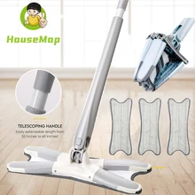 

Squeeze Mop Floor Household 360 Degree Spin Flat Cleaning with 3 Microfiber Cloth Hand Free Washing Lazy Kitchen Cleaner Tools