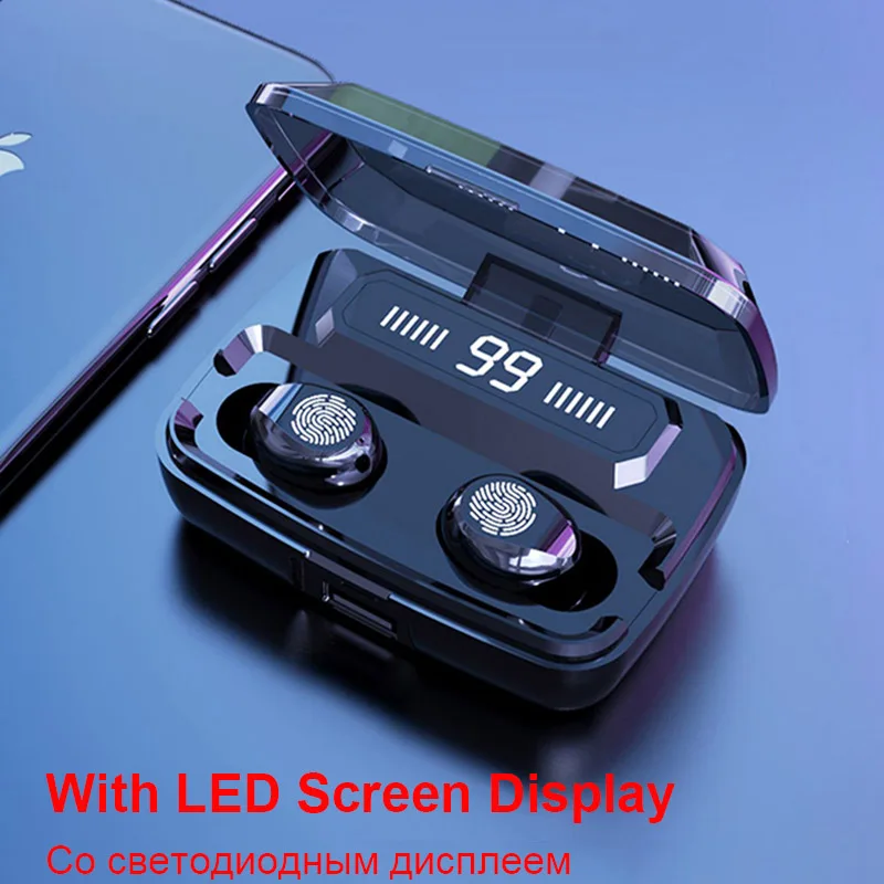 Новые настоящие беспроводные наушники TWS Bluetooth 5,0 Наушники Hi-Fi стерео бас гарнитура сенсорное управление беспроводные наушники для смартфонов - Цвет: With LED Display