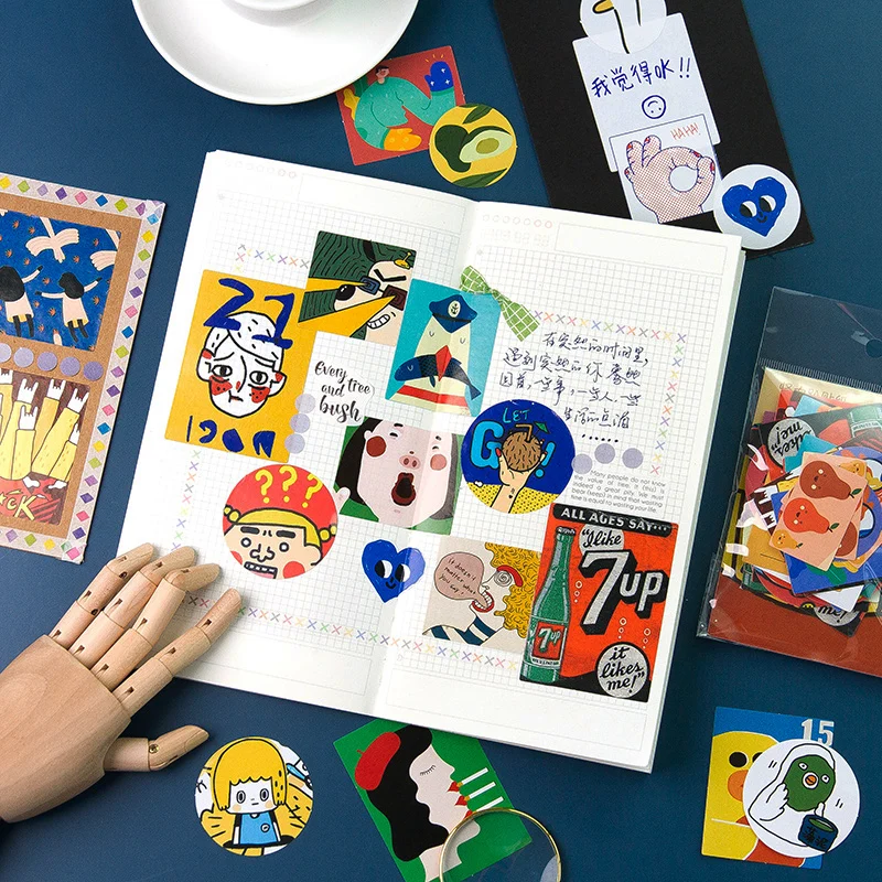 

60Pcs/Pack Colourful Funny Series Stickers Diary DIY Scrapbooking Sticker bullet journal Cute Stickers School Office Stationery