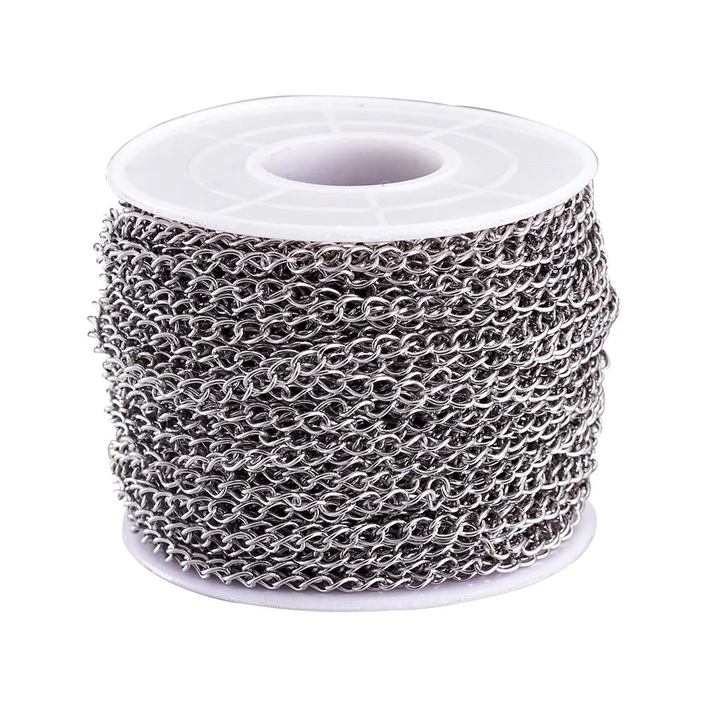 25m/roll Stainless Steel Soldered Curb Chains Twisted Chains With Spool