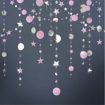 

4M Glitter Star Round Garland Ornaments Wedding Decoration Wedding Bridal Shower Christmas Carnival Party Decoration Supplies-S