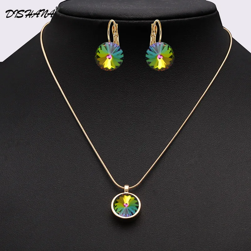 Комплект из колье и серёг с австрийским кристаллом 12 мм|fashion necklace set|necklace setcrystal set |