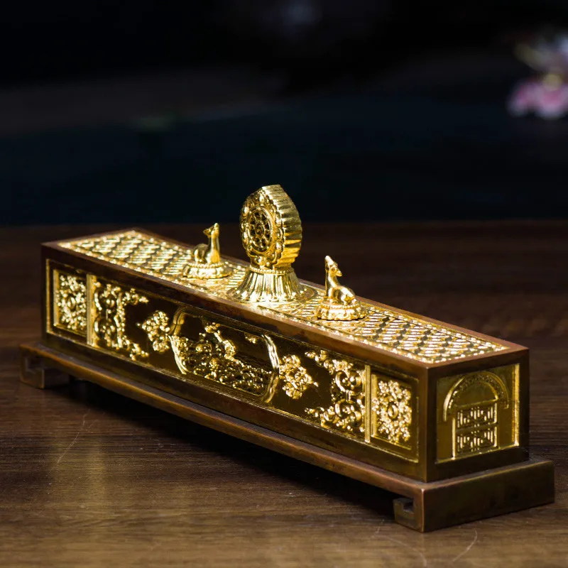 

Home Backflow Incense Burners Car Zen Copper Incense Burner Smoke Fountain Oil Warmer Buddha Sutra Incensario Home Decor ED50XL