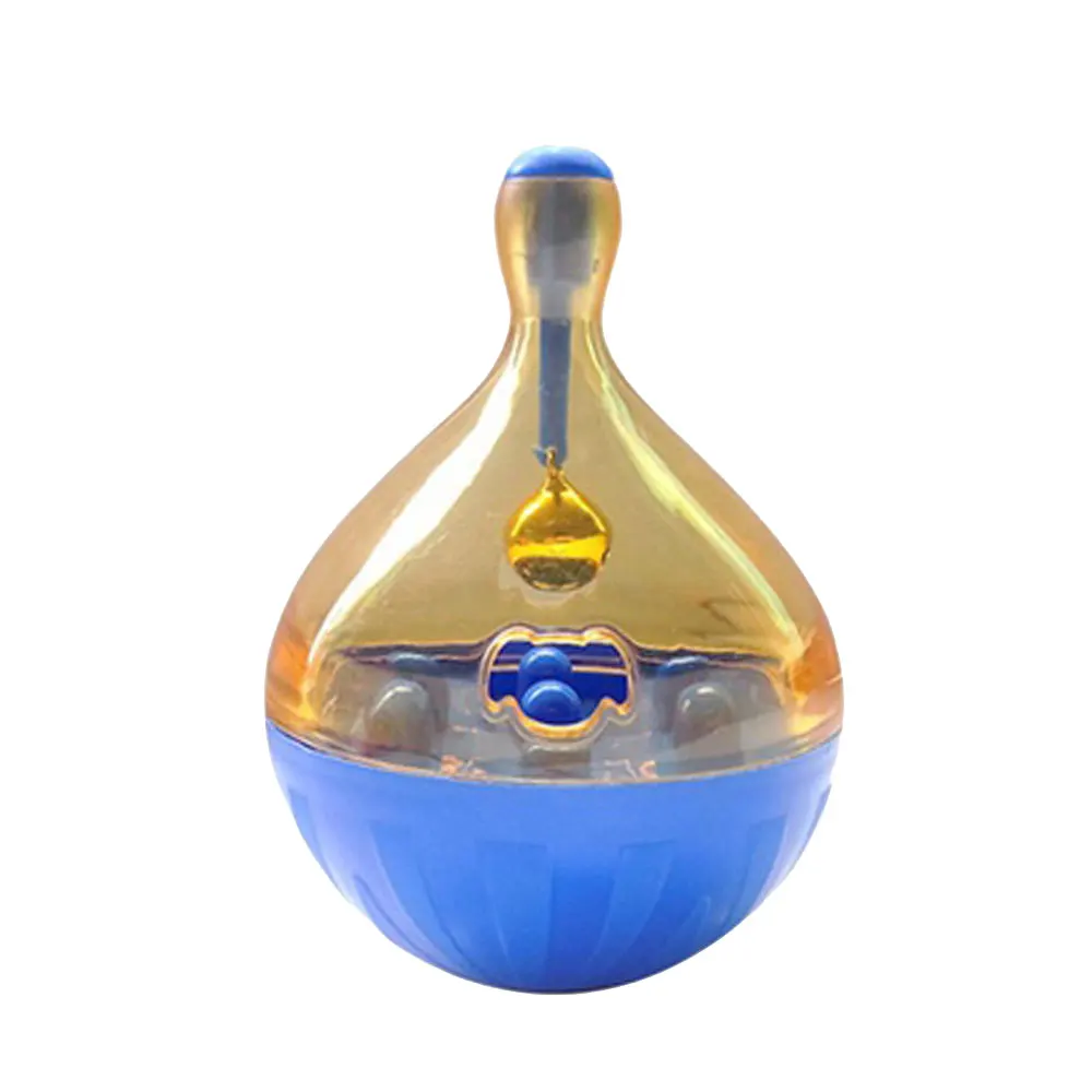 Blue Корм для домашних животных, корм для собак, для упражнений, кошек, 14*9,5 см, с колокольчиком, Забавный дозатор для еды, стакан для собак, контейнер для игрушек, для обучения, ABS PC - Цвет: Blue