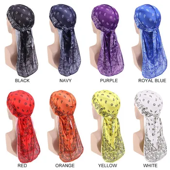 

New Men's Thickened Hair Cap For Sleeping Amoeba Pirate Hat Chemotherapy Elastic Head Scarf Headwear Durag Printing Silk
