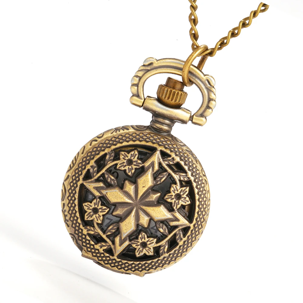 

quartz pocket watch Large bronze diamond petals Roman scale creative trend pocket watch personality retro gift pocket watch