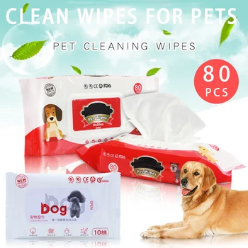 

10/80pcs Pet Wet Wipes for Dogs Cat Moist Puppy Wipes Eye Tear Stain Remover MYDING