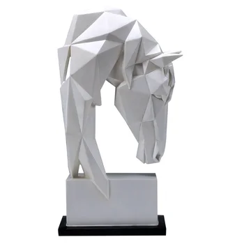 

Sales Geometry Horse Head Statues Animals Art Sculpture Resin Craft Home Decoration Crafts Room Creative Christmas Gifts R651