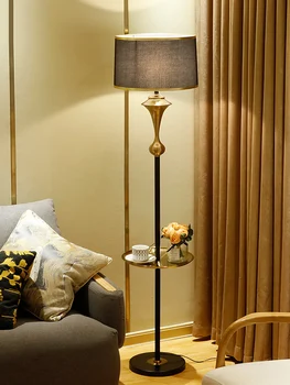 

Modern Golden Gold Floor Lamp Living Room Bedside lampada da terra Home Simple Light Nordic Floor Lamp Bedroom With Storage Tray