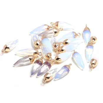 

New 3PCS Natural Stone Bullet shape Section Opal Pendants Natural Stone Pendant for Jewelry Making DIY Necklace Size 13x26mm