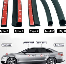 

4 Meters Shape B P Z Big D Car Door Seal Strips EPDM Rubber Noise Insulation Weatherstrip Soundproof Car Seal Strong adhensive