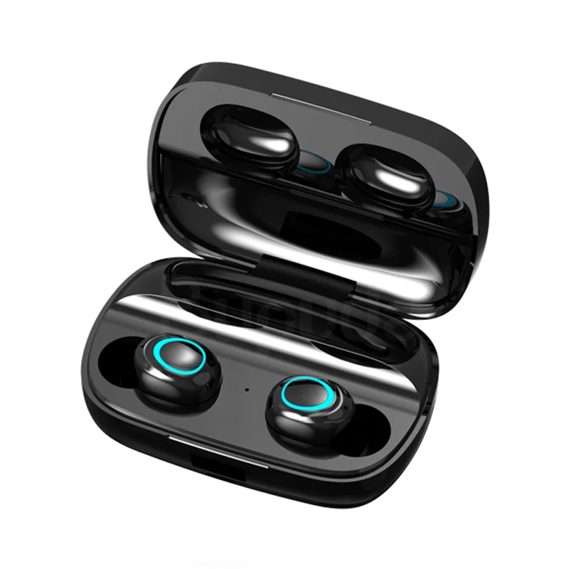 No LED - Black TWS беспроводные Bluetooth наушники, водонепроницаемые спортивные Игровые наушники, наушники с микрофоном для iPhone Xiaomi+ зарядная коробка - Цвет: No LED - Black