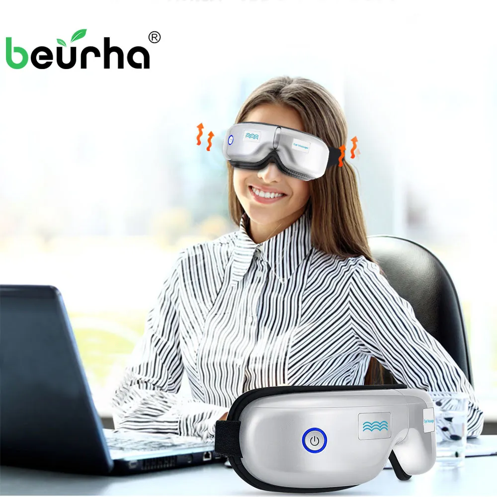 

Electric Hot Compress Eye Massager Foldable Air Pressure Massage Device Relieve Fatigue Sleep Vibration Magnetic Heating Therapy