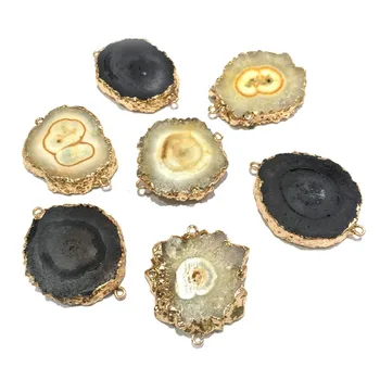 

1Pcs Natural Stone Crystal Pendant Irregular Shape Double Hole Connector for Jewelry Making DIY Bracelet Necklace Accessories